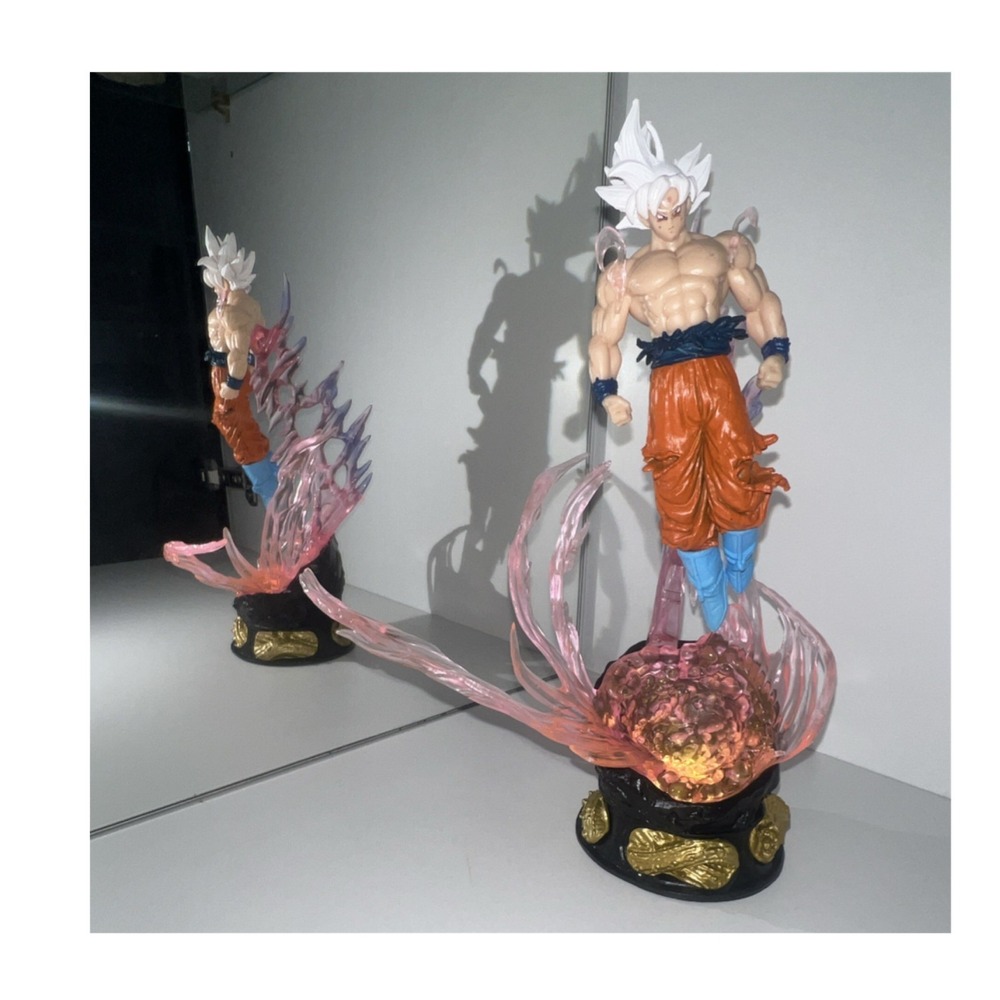 10N13-1/Dragon Ball Goku Ultra Instinct Figure Statue w/ Base Pink Energy Effect